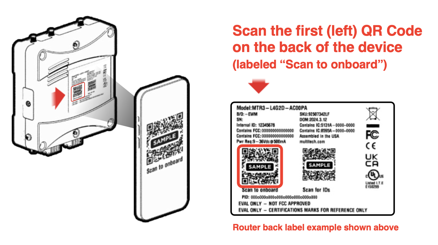 rCell 300 scan to onboard left QR code infographic